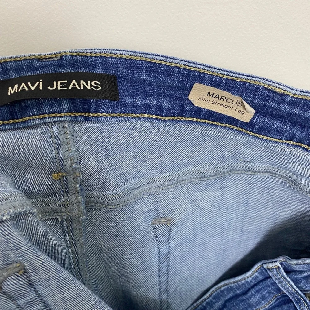 Mavi‎ Jeans Marcus Slim Straight Leg Blue Denim Jeans Mens 38x32 Organic Cotton